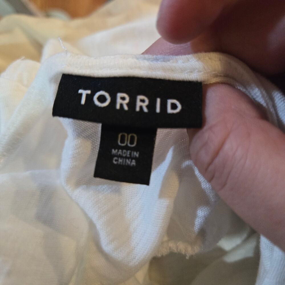 Torrid White Babydoll Tie Strap Flowy Tank Top Dress Size 00 - Picture 3 of 9